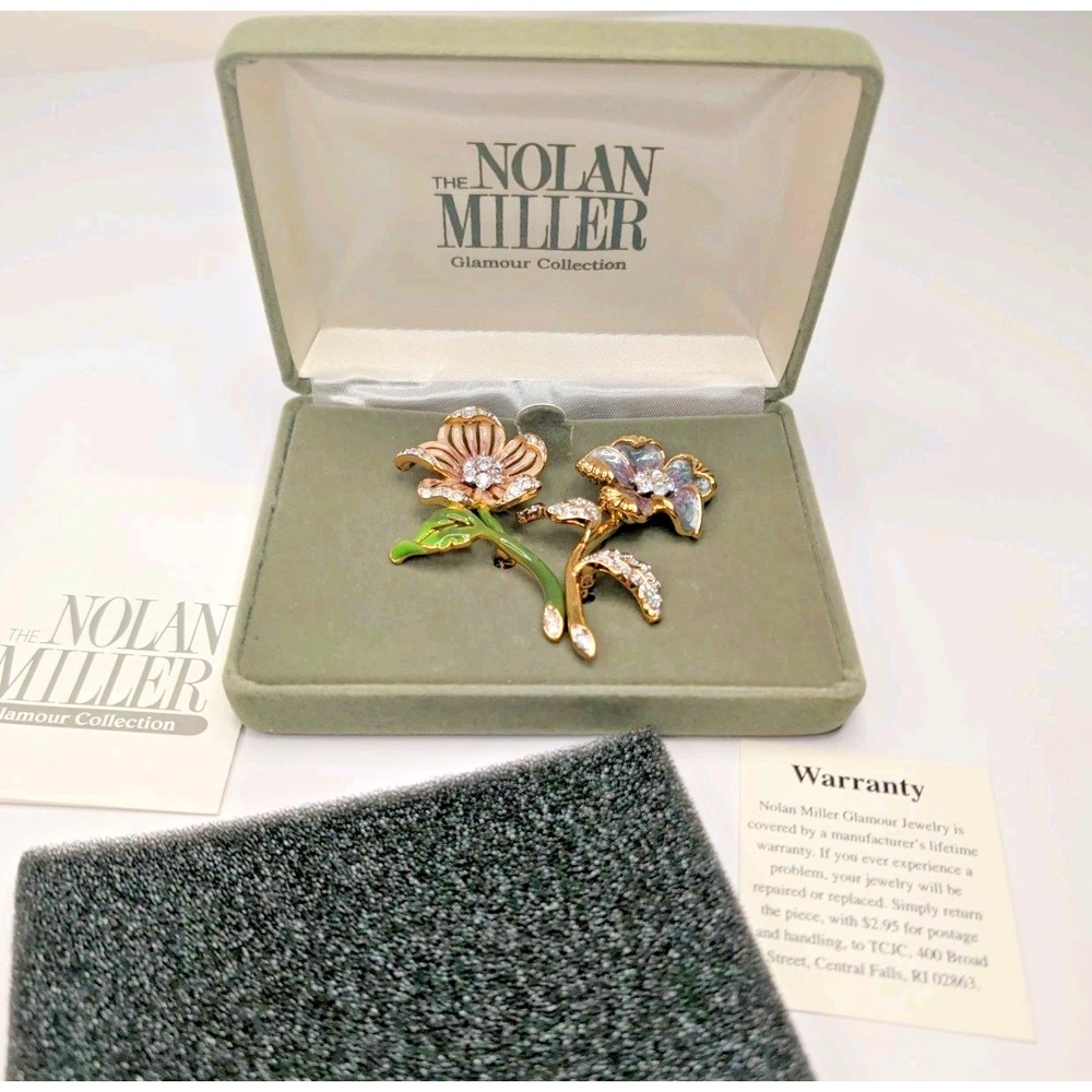 Nolan Miller Glamour Collection Country Garden Flower Pin Brooch Set 2 New #2